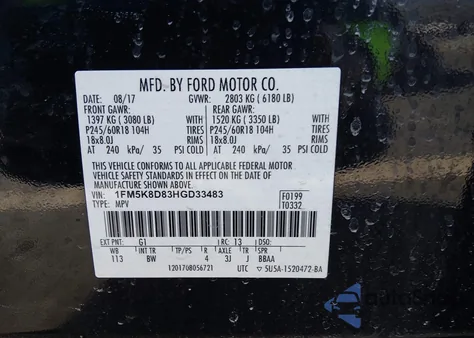 2017 Ford Explorer Xlt z USA, uszkodzony, nr VIN 1FM5K8D83HGD33483